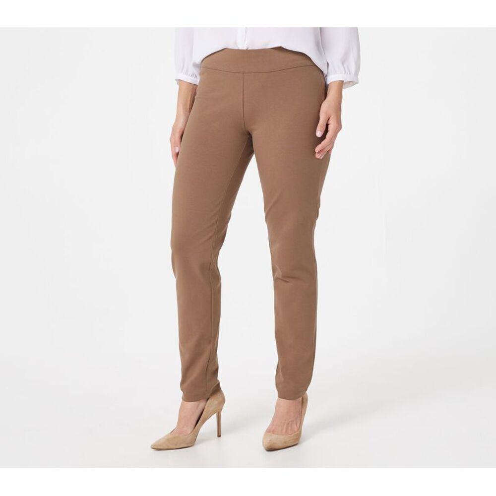 Calvin Klein Women's Petite Pants PXL Premium Slim Leg Pull-On Brown A294873